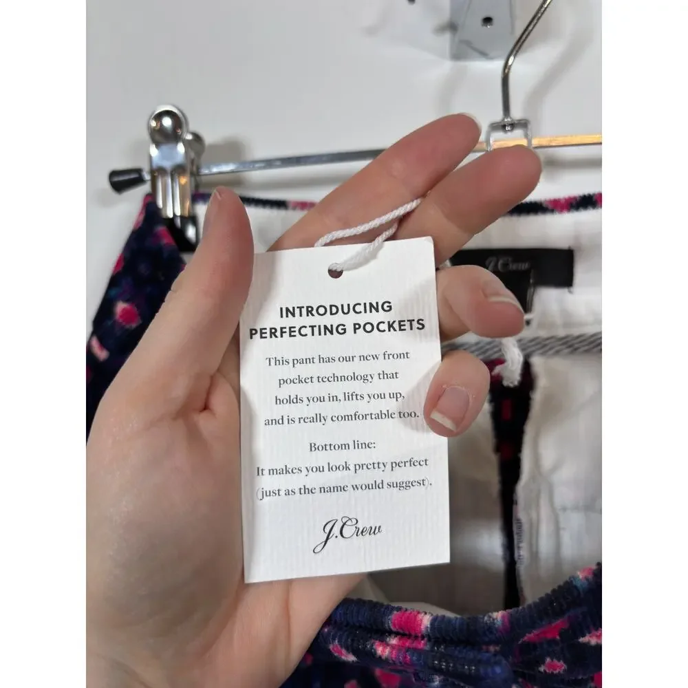 J. Crew Kickout Cord Pants Womens 0 Navy Blue Floral Corduroy High Rise Straight